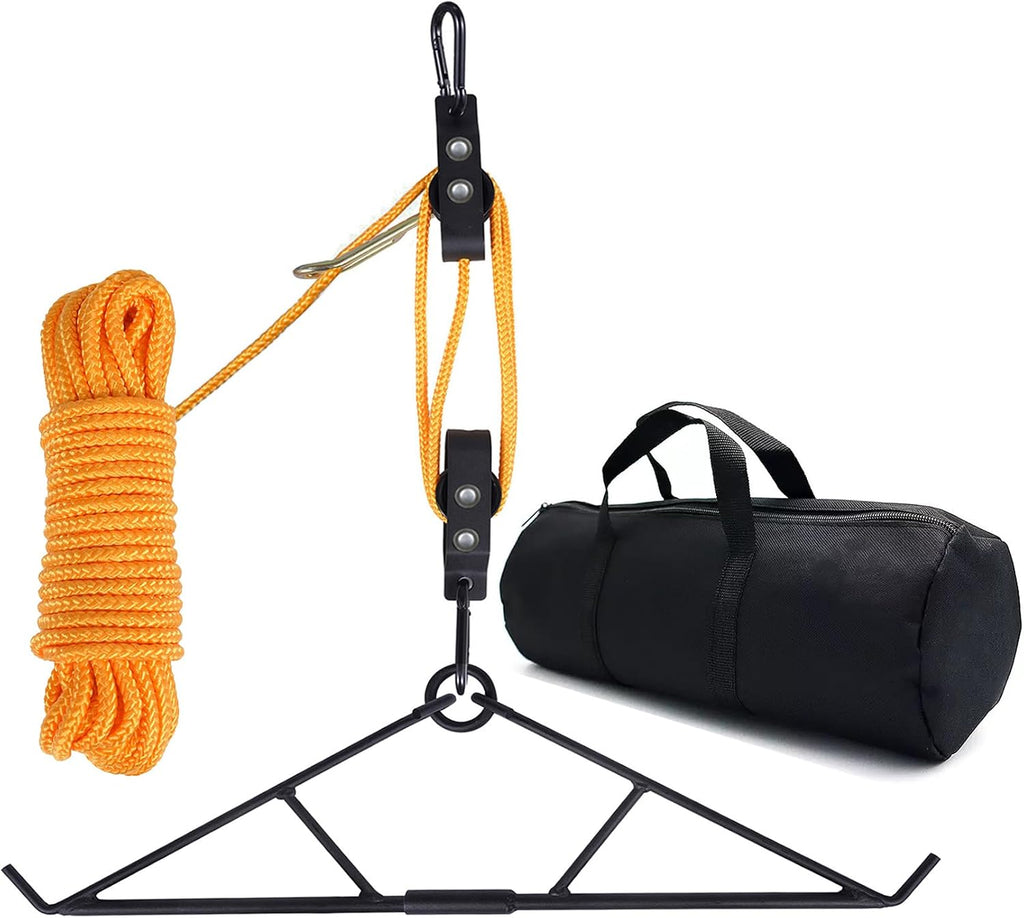 Deer Hanger Gambrel Rack for Skinning Max to 700LB Deer Hunting Game Hoist Pulley Lift System with Storage Bag for