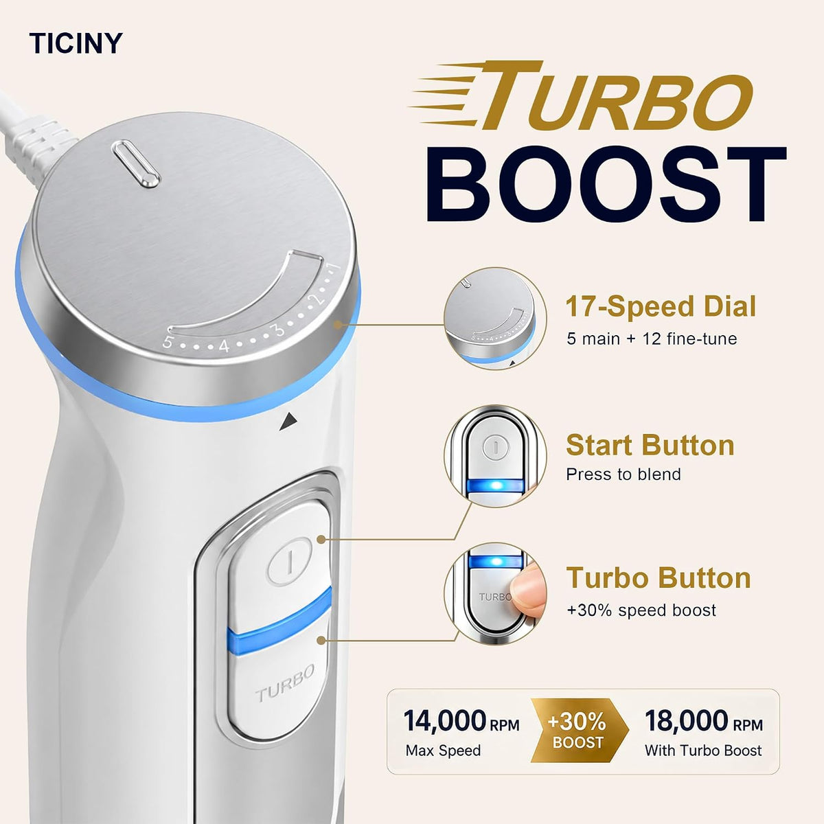 Ice Cream Maker with 17-Speed & Turbo Boost