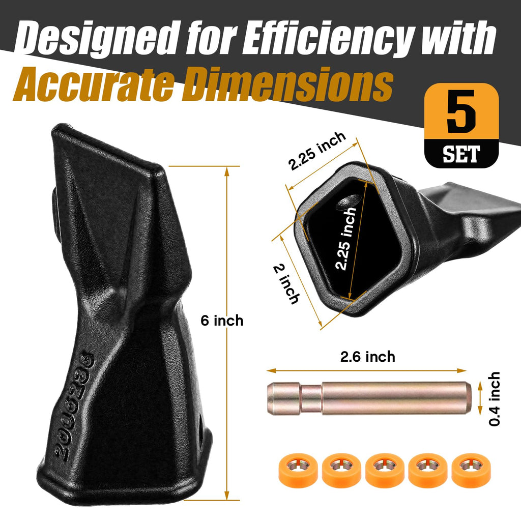 5 Set Backhoe Bucket Teeth Compatible with CAT DRS230 Series 208-5235