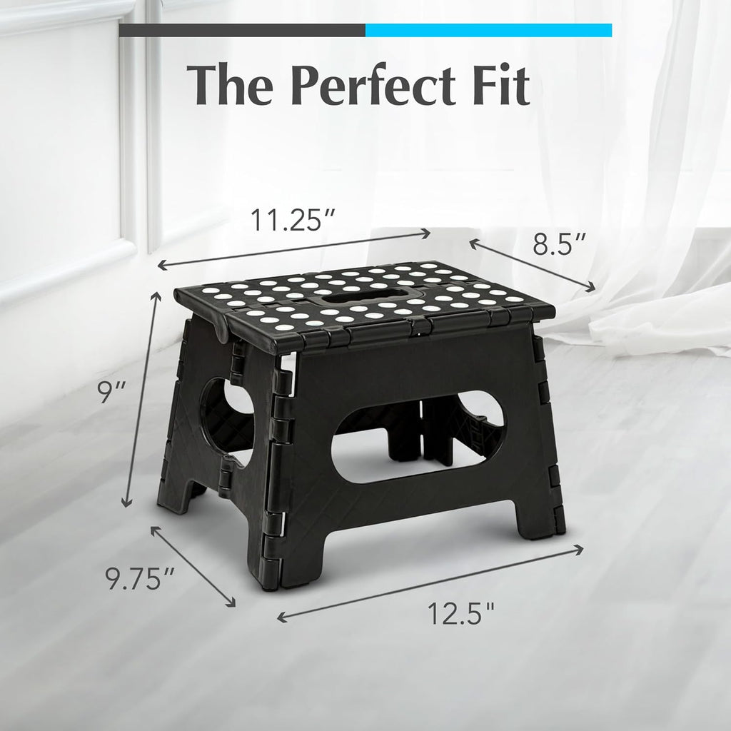 Folding Step Stool - Sturdy Enough Collapsible Stool to Support Adults - Opens Easy with One Flip - Great for