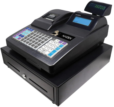 CR600 Cash Register, 9500 PLU Lookups 60 Dept 50 Clerks 50 Tables, Quick Load Thermal Printer, Heavy Duty Steel Cash