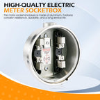 100A 4 Jaw Meter Base, 240V 3 Wire Ring Type Meter Socket with Horn Bypass Cover Plate, For Overhead & Underground Power Feed
