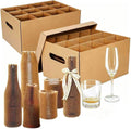 Wine Glass Moving Boxes with Dividers, 2 Pack Glassware Dish Moving Kit, 24 Honeycomb Paper Sleeves Included, Heavy