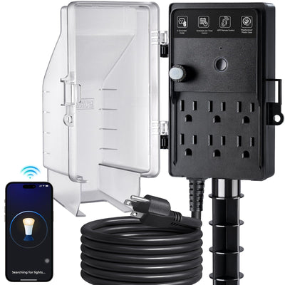 Zigbee Outdoor Power Stake Timer Waterproof Smart Plug, 6 Outlets