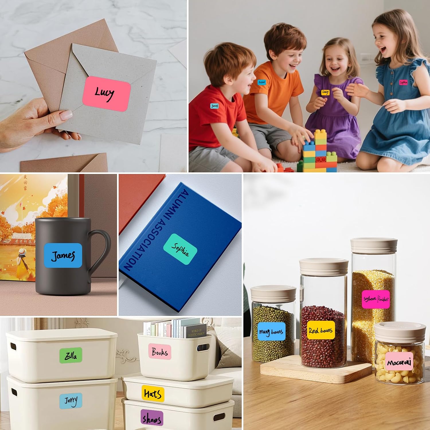 Name Tags,240 Pcs Name Tag Stickers for Classroom 2"x 3"Waterproof Name Labels for Locker&Water Bottles Adhesive