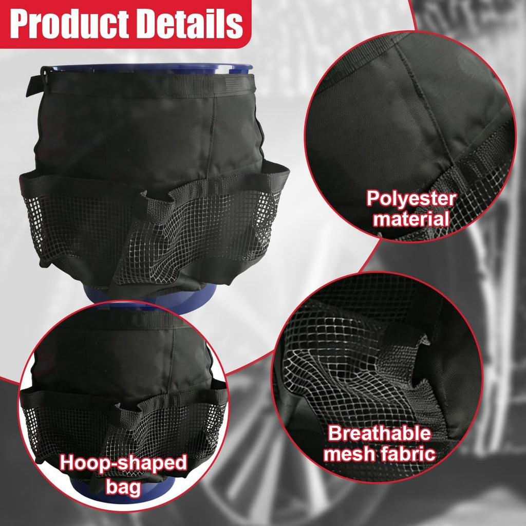 5 Gallon Bucket Tool Organizer Bag, Multi-Purpose Car Wash Caddy Bucket Tool Bag with Mesh Pockets, Universal Car