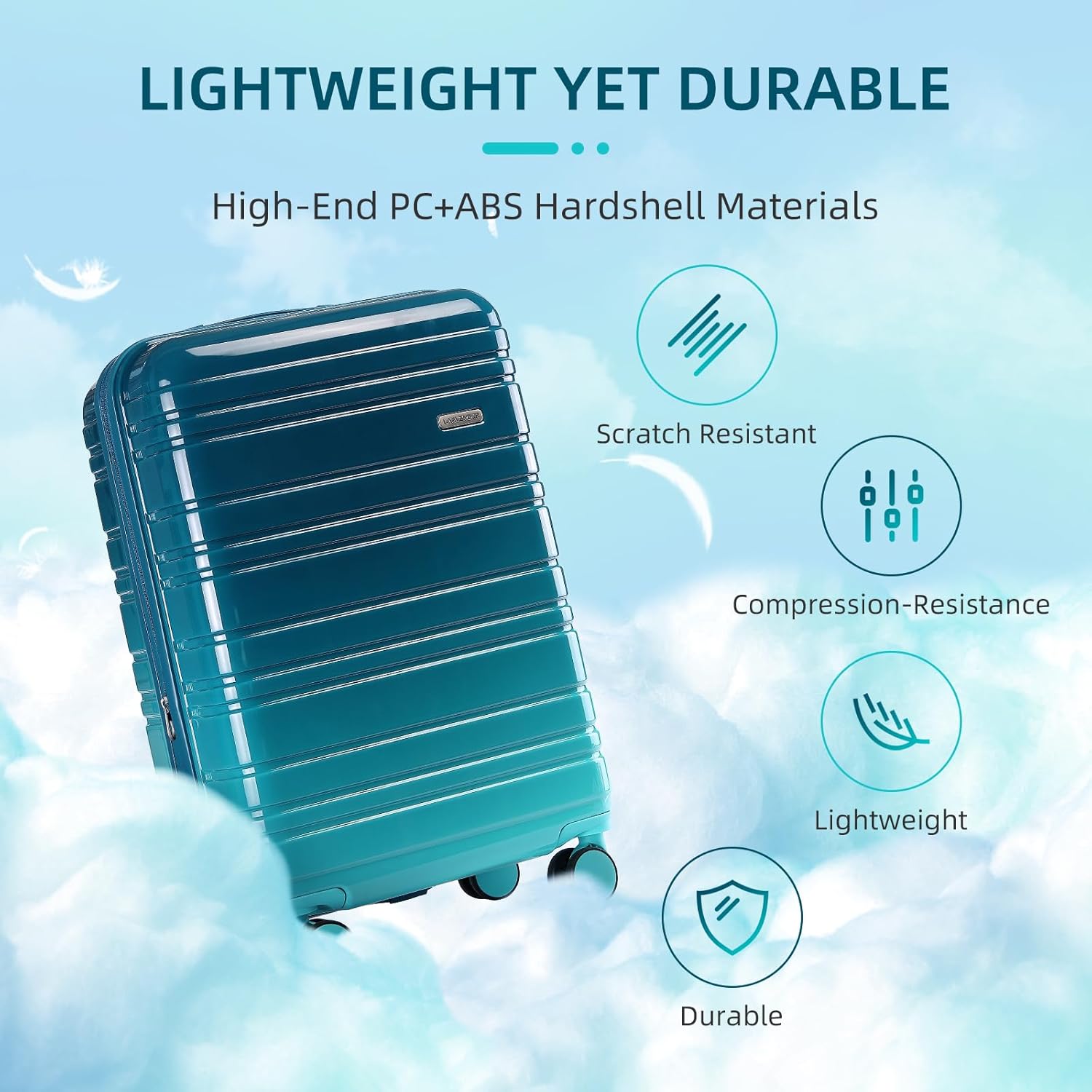 Luggage Sets 3 Piece, 20 Inch Carry on Luggage 22x14x9 Airline Approved Hardside PC+ABS Suitcase Set with Spinner