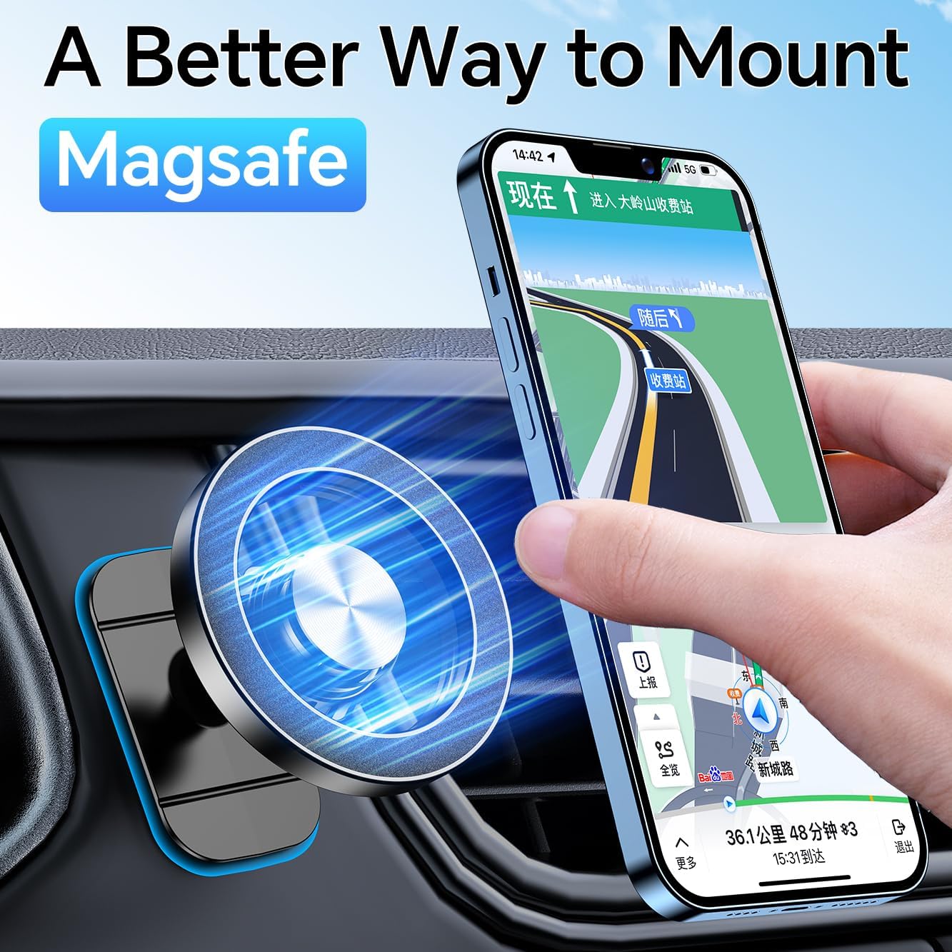for Magsafe Car Mount【Strong Magnets】Magnetic Phone Holder for Car Phone Holder Mount Dash Mounted Holders Phone