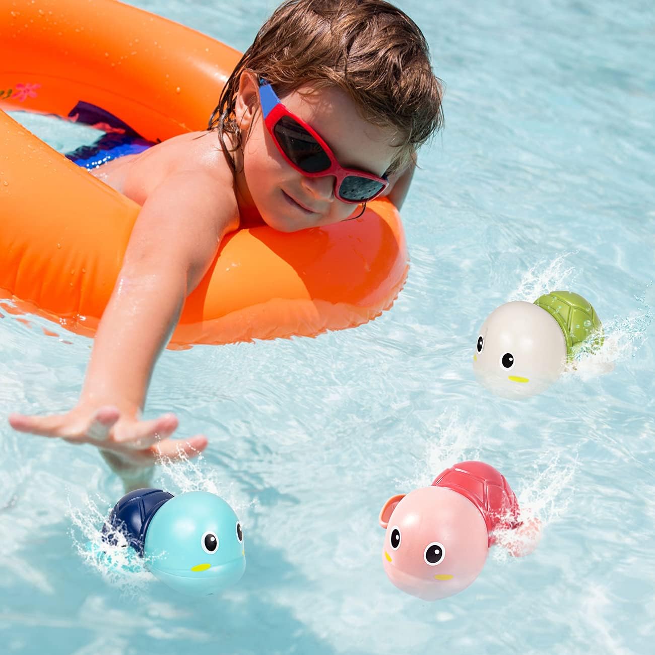 Bath Toys for Toddlers 1-3, Cute Swimming Turtle Bath Toys for 1 2 Year Old Boy Girl Gifts, Water Pool Toys for Baby
