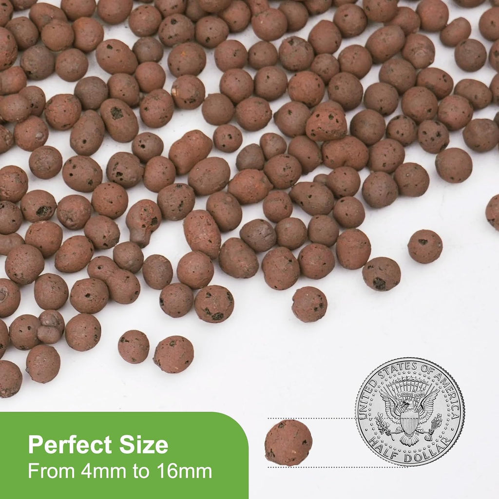 10 lbs LECA Clay Pebbles for Plants, 4-16mm LECA Balls for Indoor Plants Drainage, Hydroponics, Aquaponics, Natural