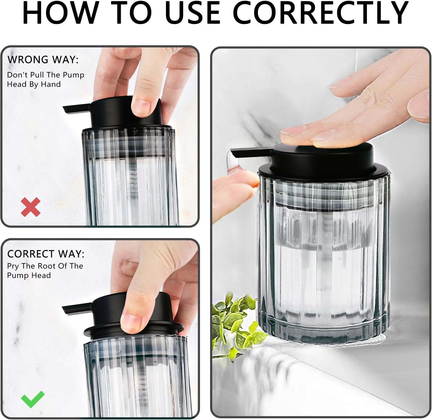 Bathroom Accessories Set, 4 PCS Glass Bathroom Set,Black Grey | Includes Soap Dispenser, Toothbrush Holder