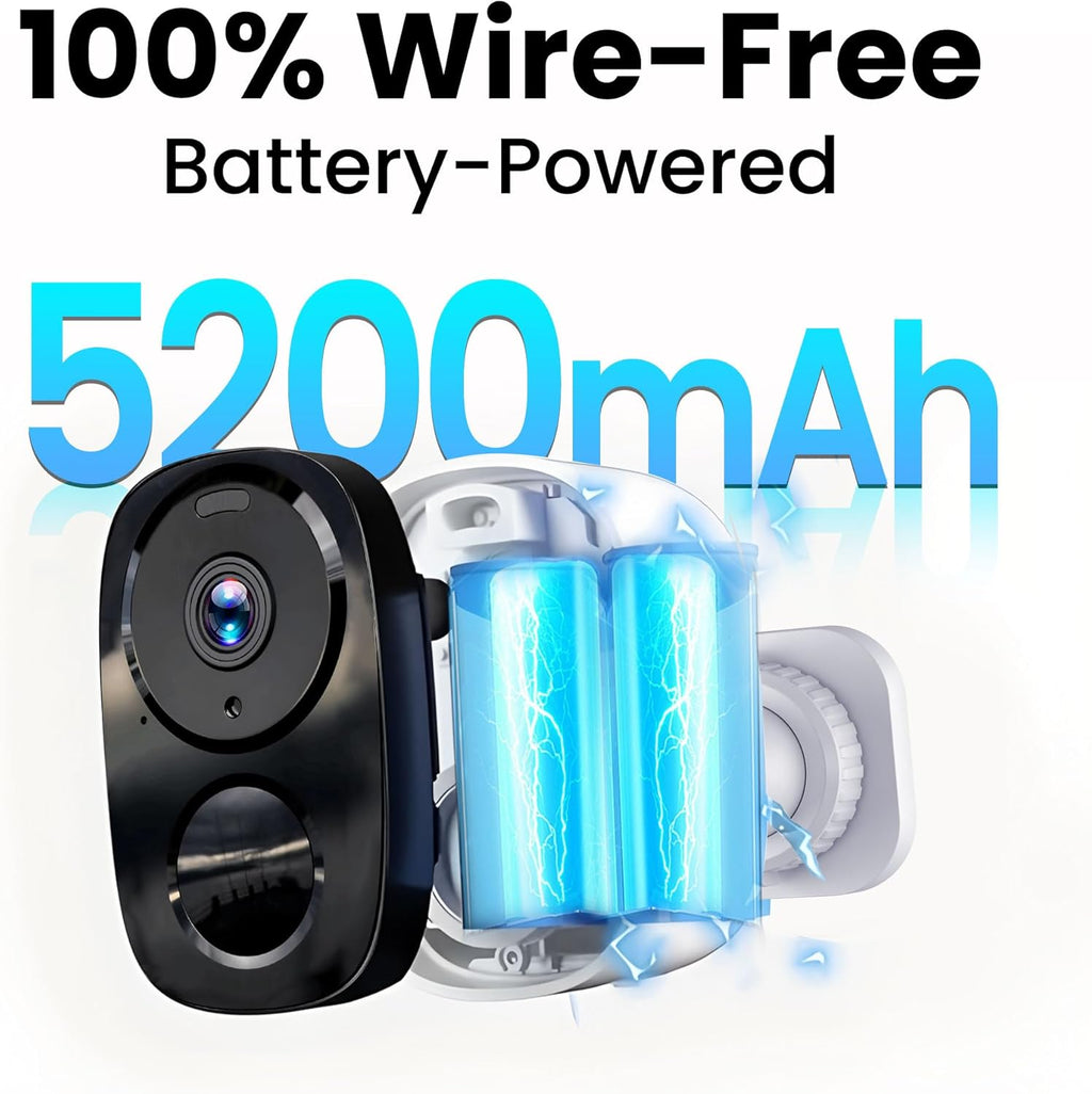 2026 Upgraded 2K Security Cameras Wireless Outdoor, Free Cloud Storage, 1-6 Months Battery Life, Waterproof, 2-Way