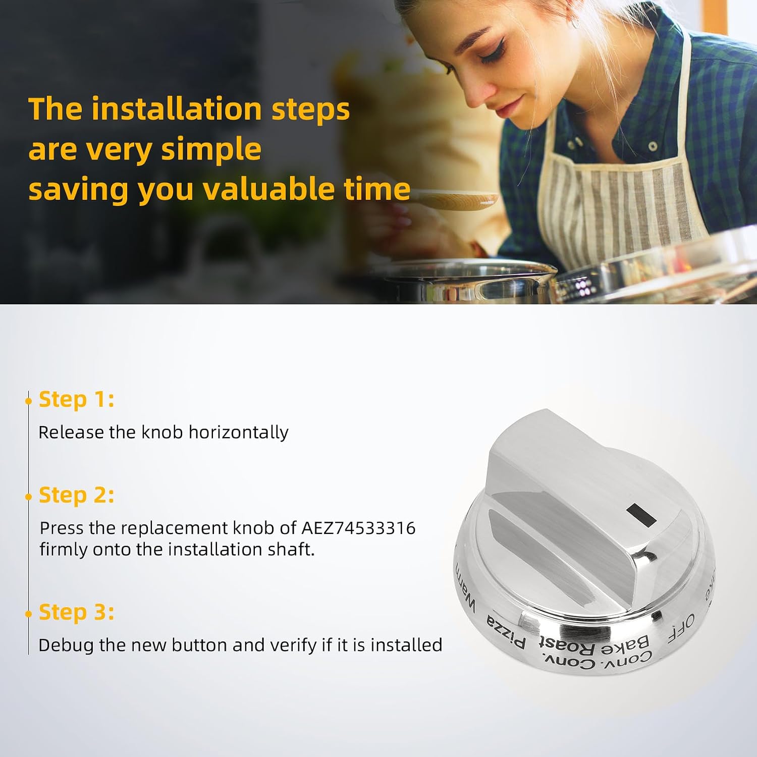 AEZ74533316 Range Oven Selector Knob Compatible with LSG4511ST/00 | Compatible with LSG4511ST/00 Oven Selector Knob