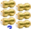 6 Pack Push-to-Connect Plumbing Fittings, 1/2" Pushfit Straight Fittings with Disconnect Clip for Copper, PEX, CPVC Pipe
