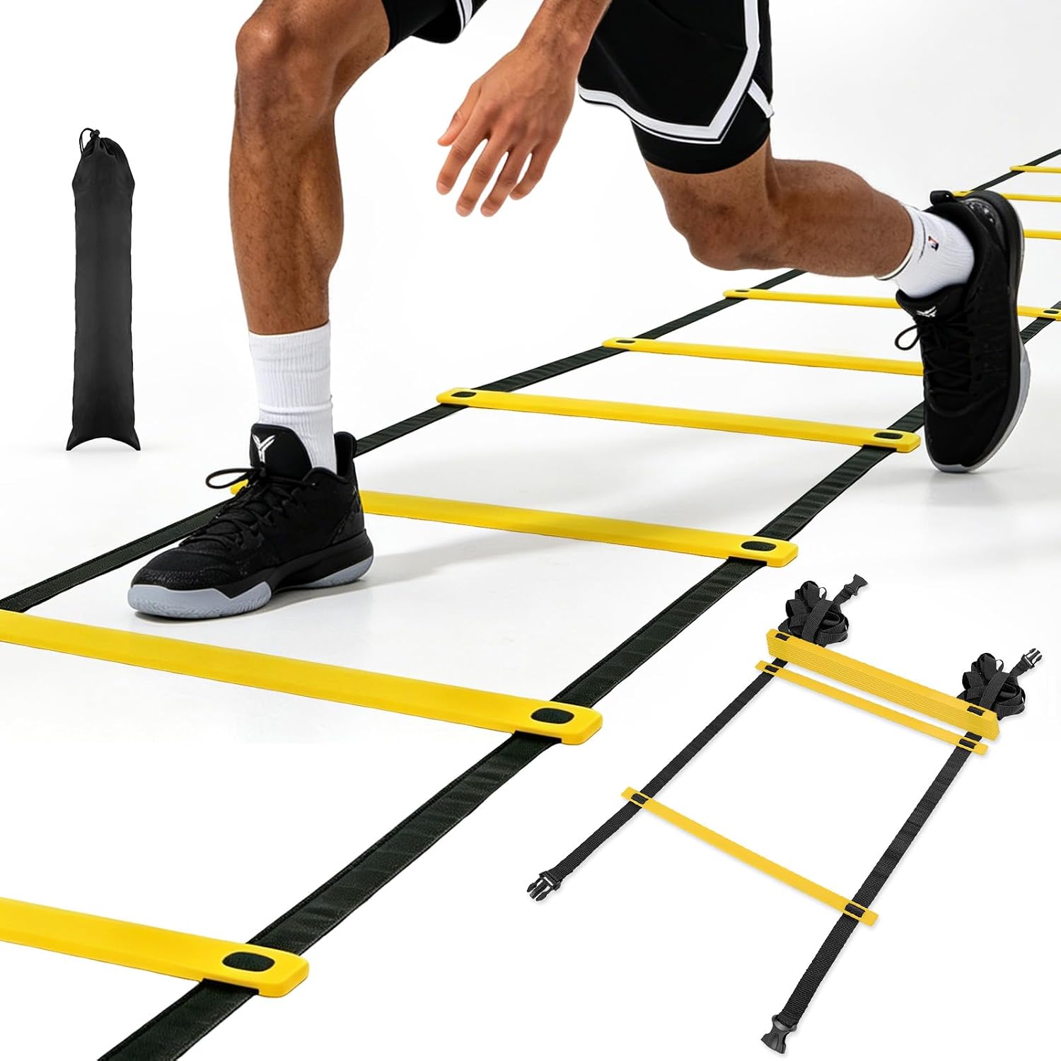 20ft Agility Ladder with Carry Bag, Portable Footwork Drills for Athletes | Speed Ladder Sports Equipment for Fitness