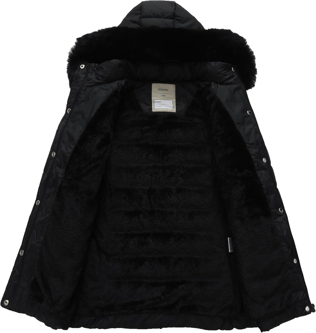 Girls Long Puffer Winter Coat Kid's Removable Hood Parka Jacket | Waterproof Polyester Outer, Soft Fleece Lined