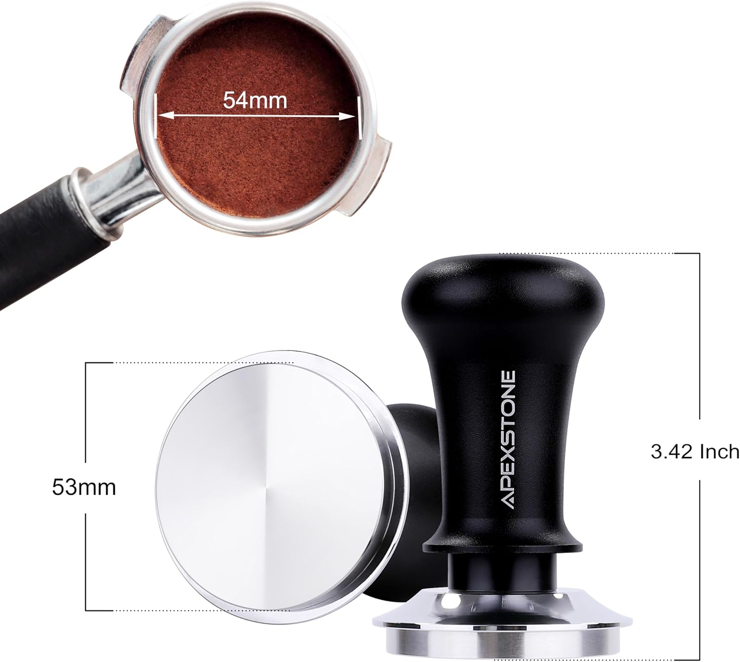 Espresso Tamper 53mm Spring Loaded, Coffee Tamper Spring Loaded 53mm, Calibrated Espresso Tamper 53mm