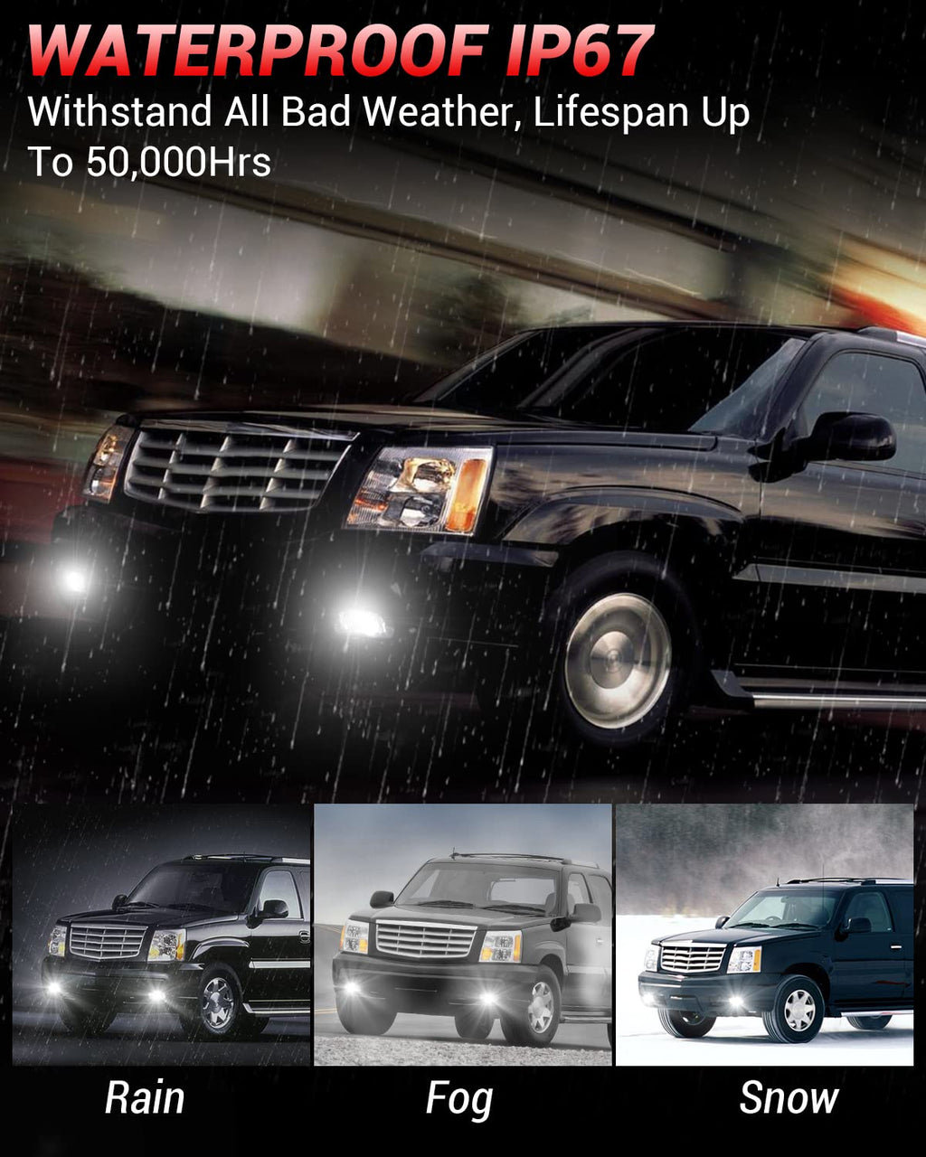 DOT LED Fog Lights Assembly for 2002-2006 Cadillac Escalade EXT ESV