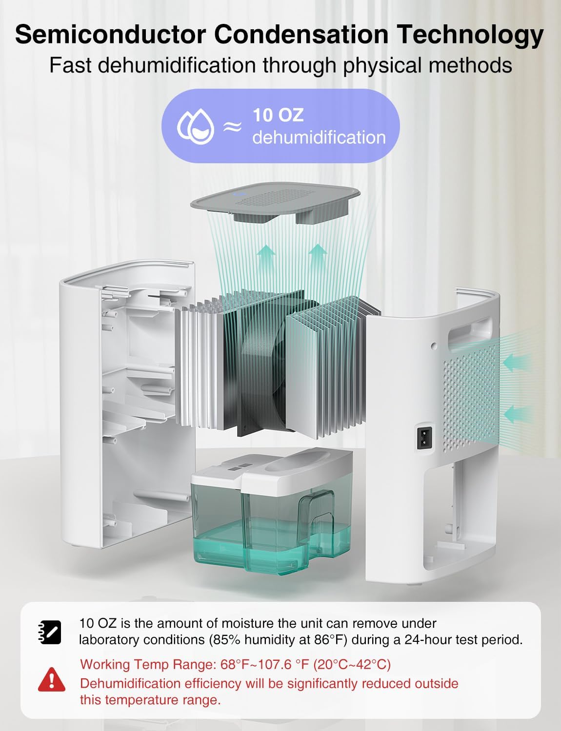 Small Dehumidifier for Bedroom, Bathroom, Quiet, Portable | 30 oz Water Tank, Sleep Mode
