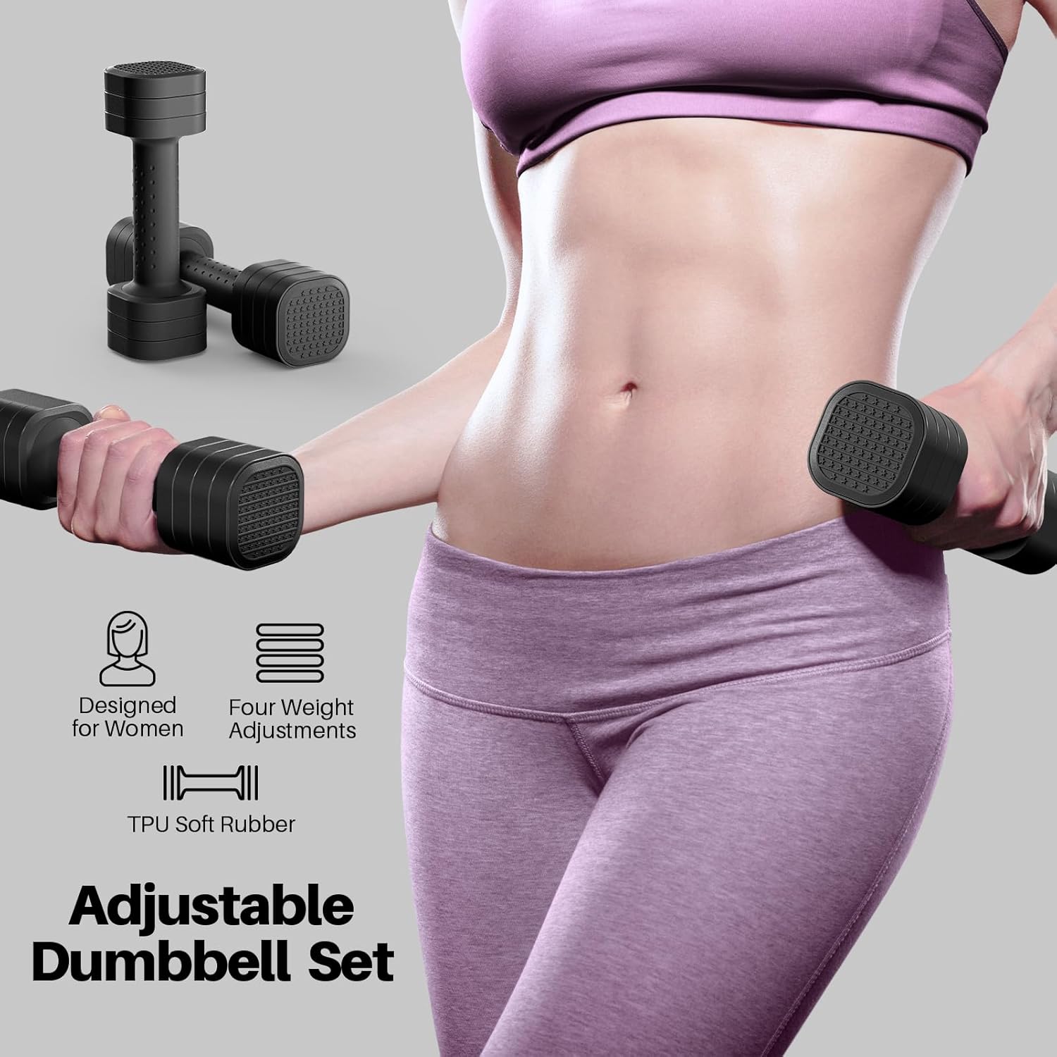 Hand Weights for Women at Home 2-5 lb Light Adjustable Dumbbells Set | Adjustable 2-5 lb(A Pair 4lb 6lb 8lb 10lb)
