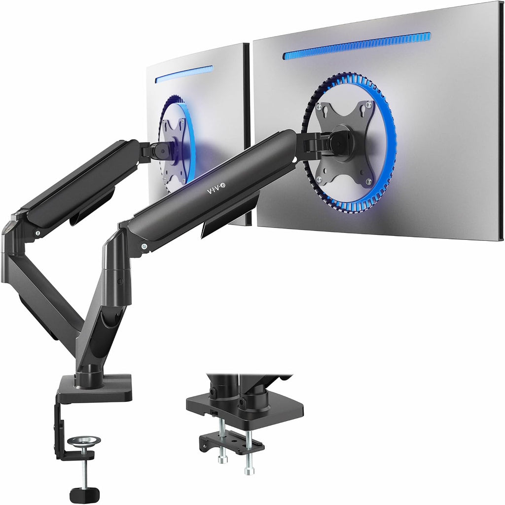 Dual Monitor Stand, Fully Adjustable Arms for 17 to 32 inch Screens, Mechanical Articulating Desk Mount, Gaming and