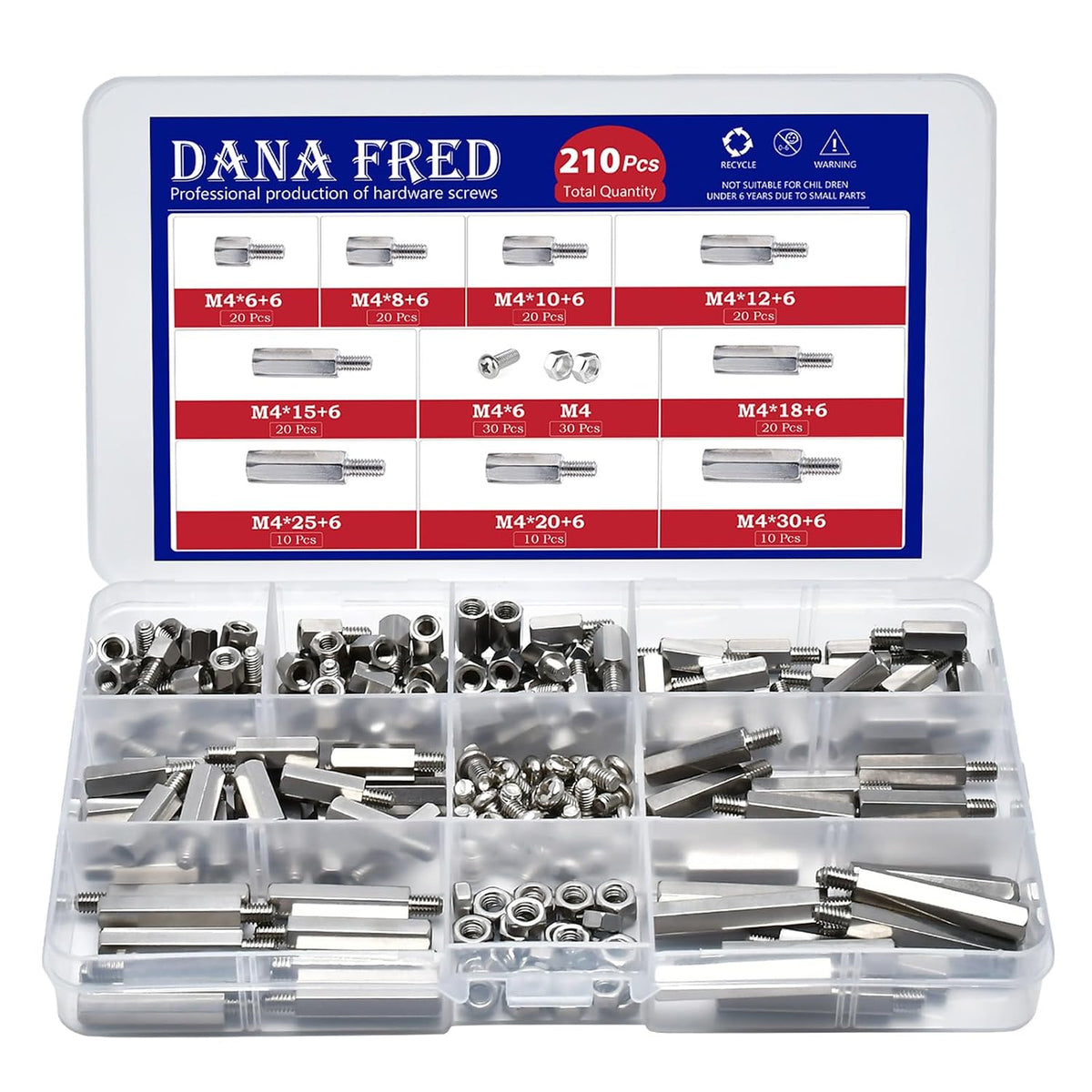 210 Pieces Hex Standoff Spacers M4 304 Stainless Steel Male Female Metric Thread Spacer Motherboard Prototyping Accessories for PCB, Quad Copter Drone, Computer & Circuit Board Assortment Kit