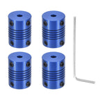 ELEZAPLY Flexible Shaft Coupling(4mm|4mm): 4 Pcs Blue Aluminum Alloy