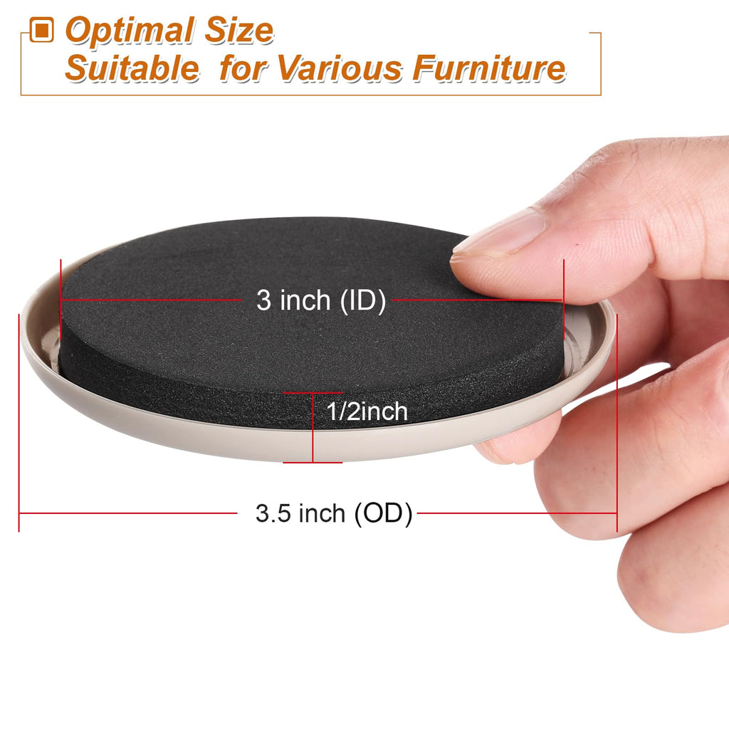 Furniture Sliders for Carpet 16 PCS - 3 1/2"