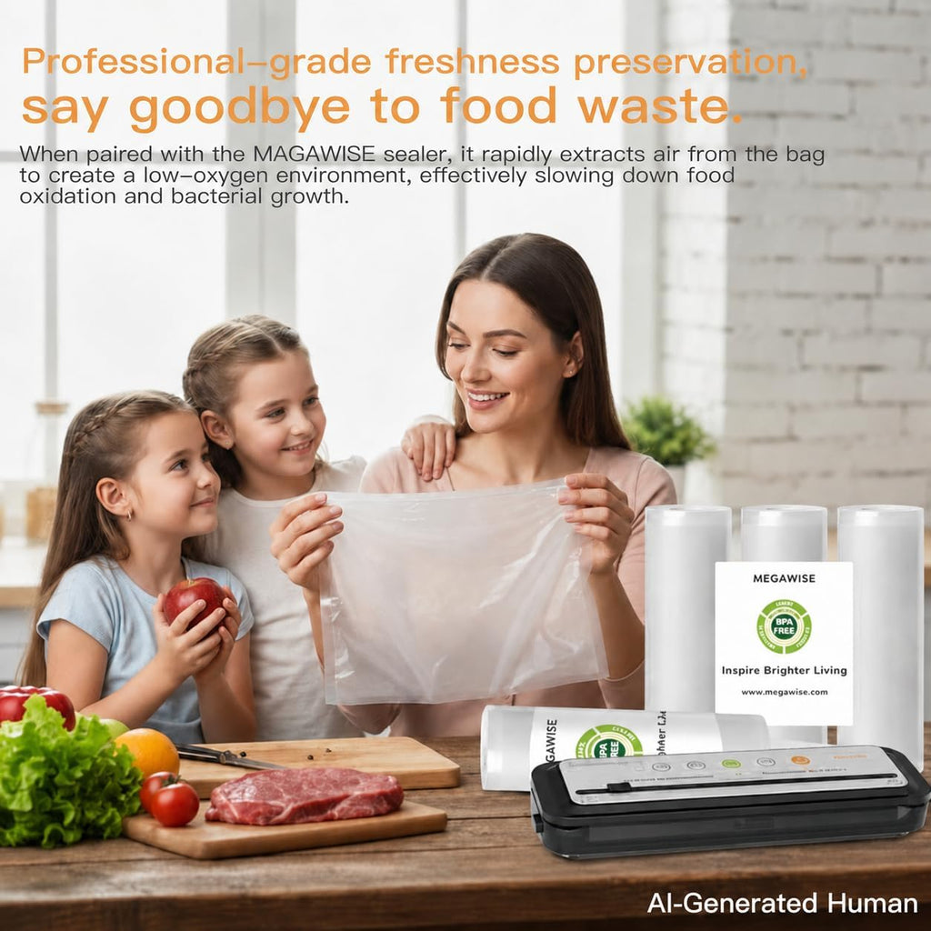 Embossed Vacuum Sealer Rolls, BPA-Free Food Storage Bags