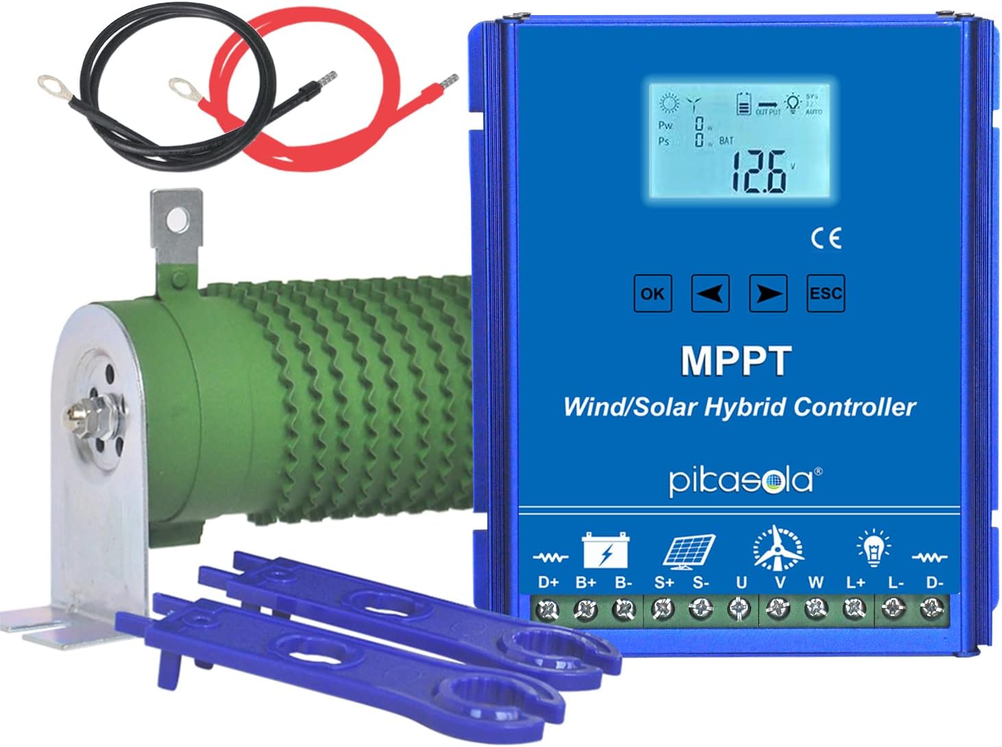1400W Off Grid with Unloader Hybrid Wind Solar Controller Auto 12/24V Battery MPPT Charge Boost Float of max 800w