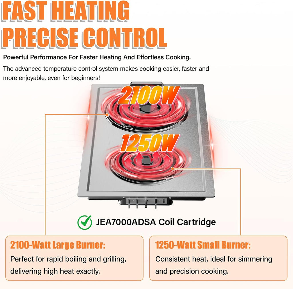Upgraded JEA7000ADSA Coil Element Cartridge Module Compatible with Jenn Air Cooktop Replacement Parts, JEA7000ADS Burner Electric Cartridge For Whirlpool Electric Burner Cartridge With Drip Pans