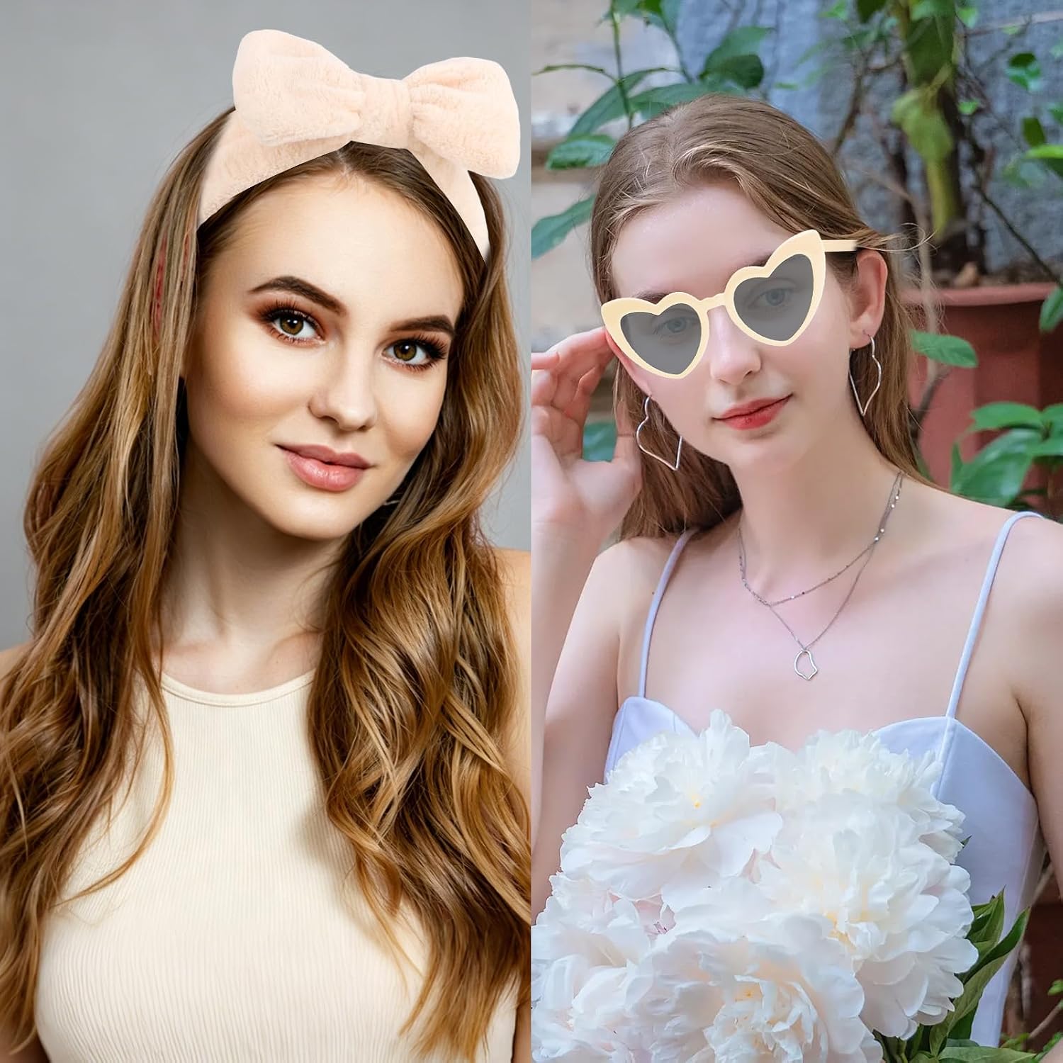 4PCS Bridesmaid Proposal Gift Set Heart Sunglasses Pearl Hair Claw Clip Satin Hair Scrunchies Bridesmaid Spa Headband