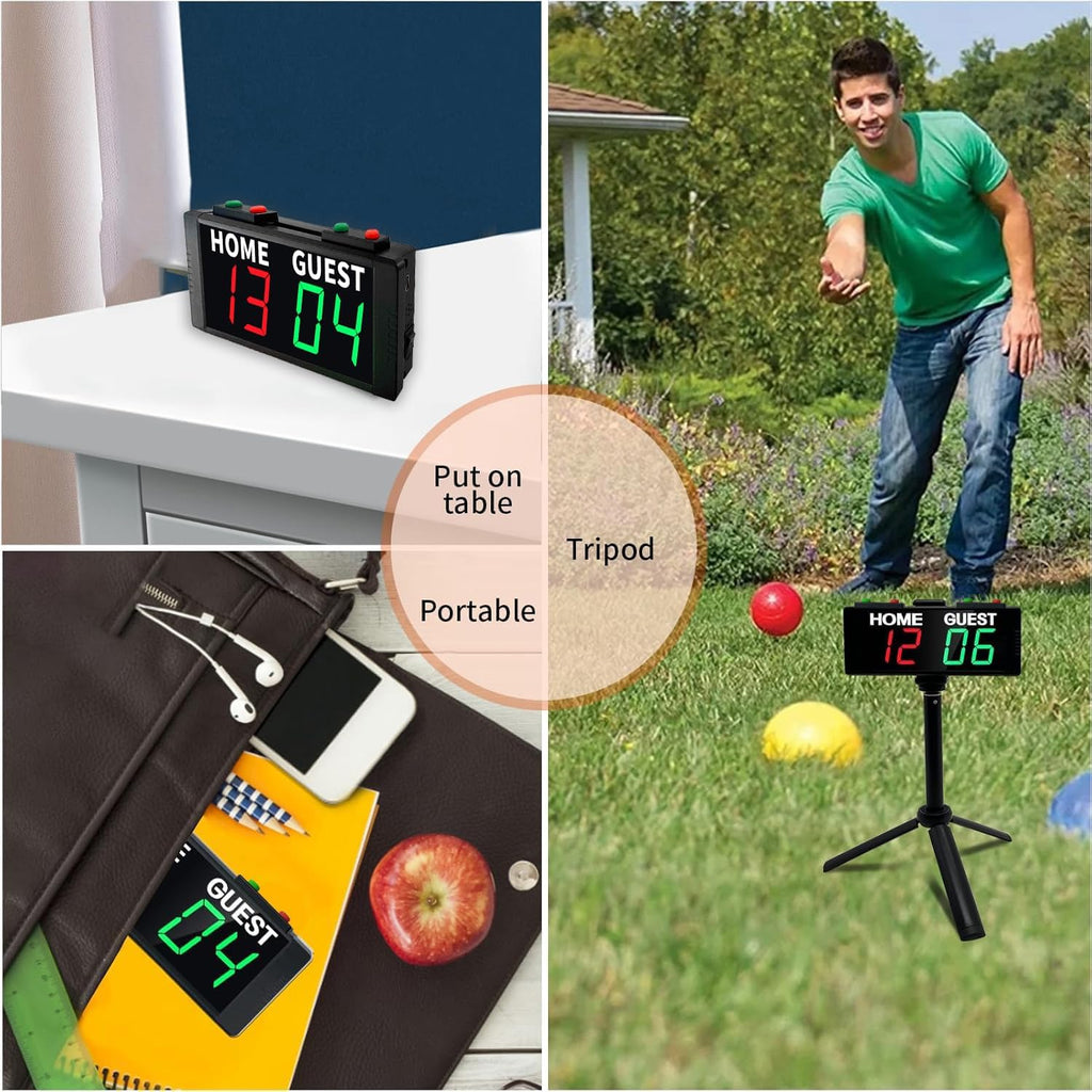 Battery Powered Scoreboard Clock Timer with Buttons, Portable Digital Scoreboard with Remote, Electronic Scoreboard