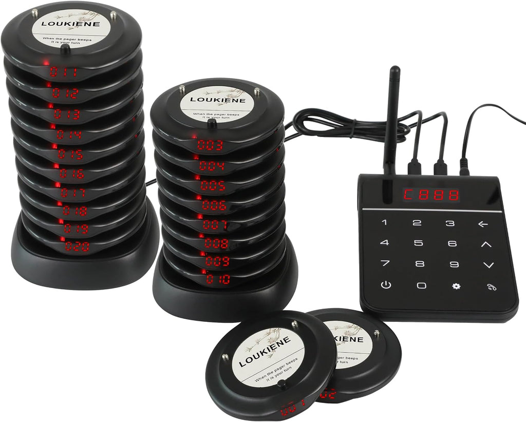 Restaurant Pager System, 10 Coaster Pagers, Food Ready Buzzers