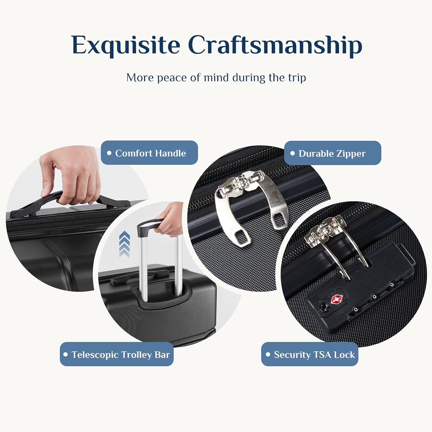 21 Inch Carry On Luggage, ABS Hard Shell Lightweight Rolling Expandable Suitcase with Double Spinner Wheels & TSA