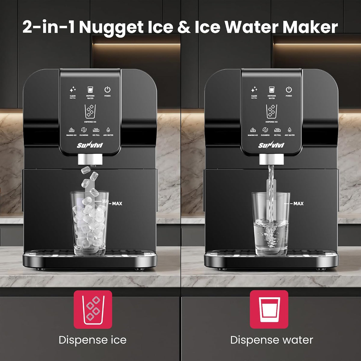 Commercial Chewable Nugget Ice Maker & Ice Water Dispenser