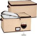 Wine Glass Storage Box with Dividers, Holds 12 Glasses up to 4.25" Wide