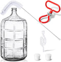 6 Gallon Glass Carboy Set, 6 gallon glass water jug with Drilled & Undrilled Rubber Stoppers, Bubble Airlock, Handle