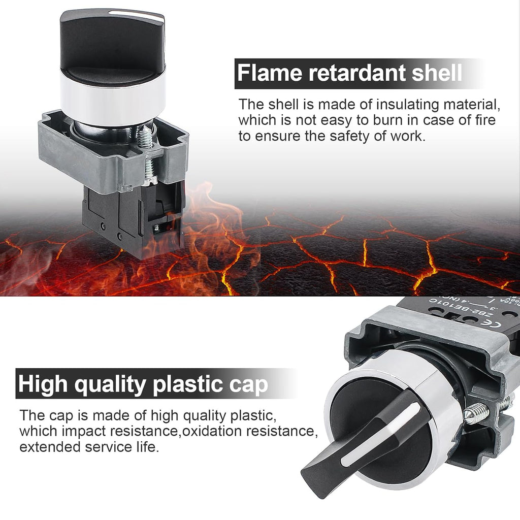 2-Pack Black 2-Position Metal Head Selector Switches, 1NO