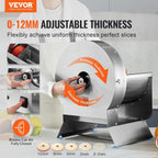Electric Vegetable Slicer, 0-0.5"/0-12mm Thickness Adjustable Commercial Slicer Machine, Convertible to Manual