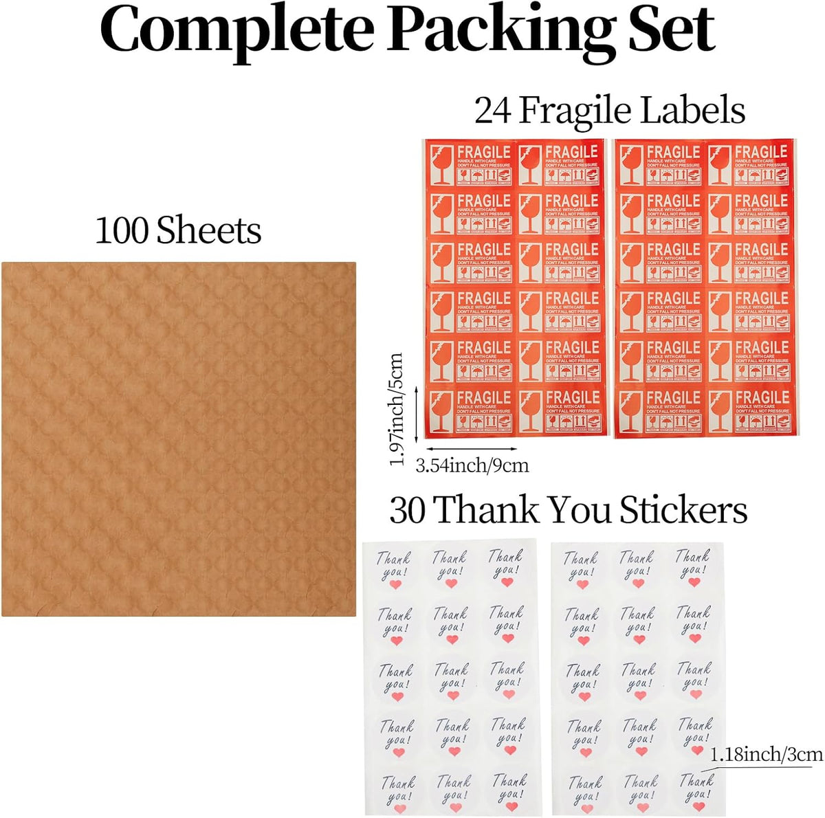100 Kraft Paper Cushioning Sheets, 12 x 12 Inch Packing Set