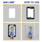 iwillink Brush Wall Plate (10 Pack), Cable Pass Through Plate, White