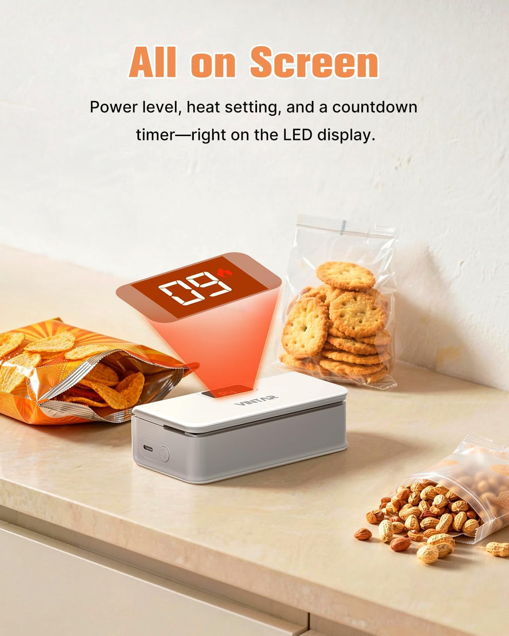 Rechargeable Mini Bag Sealer, 6 Heat Settings for Kitchen Food Storage