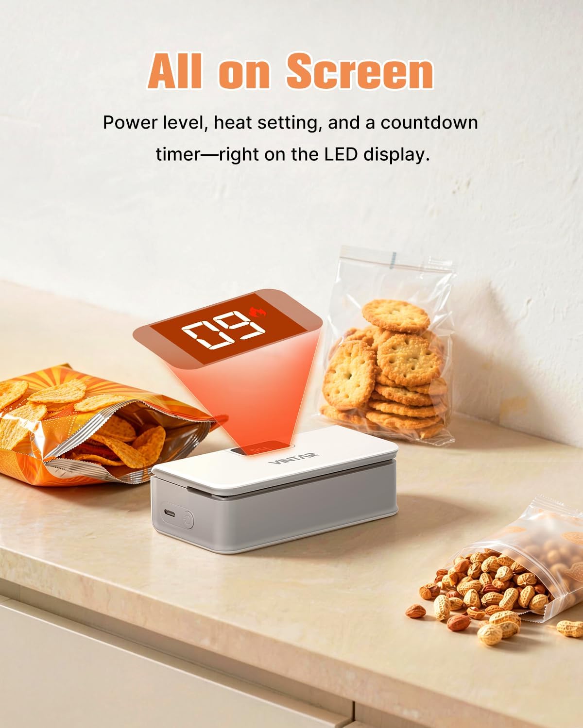 Rechargeable Mini Bag Sealer, 6 Heat Settings for Kitchen Food Storage