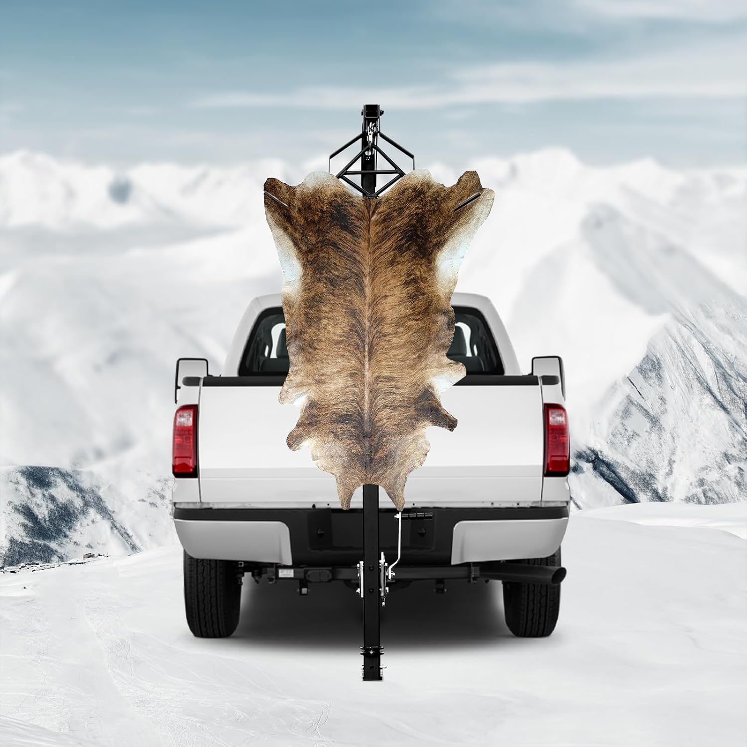 Portable Game Hoist, 600lbs Capacity Hitch Game Hoist, Winch Lift Gambrel Set 360 Degree Swivel Hitch Mounted