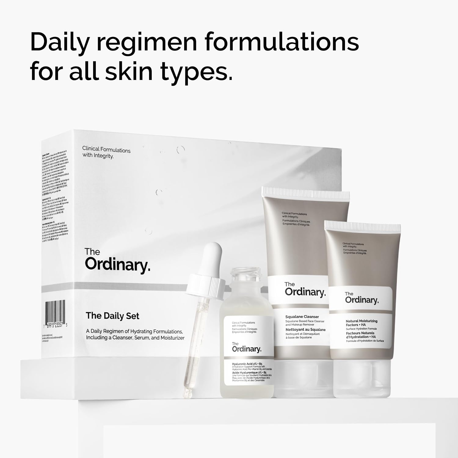 The Daily Set, Daily Skincare Routine with Squalane Cleanser, Hyaluronic Acid 2% + B5, and Natural Moisturizing