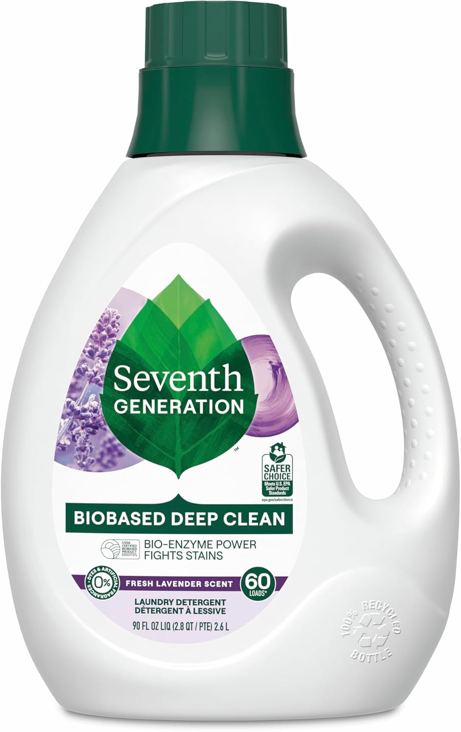 Liquid Laundry Detergent, Fresh Lavender Scent, 60 Loads, Fights Stains, 90 Fl Oz