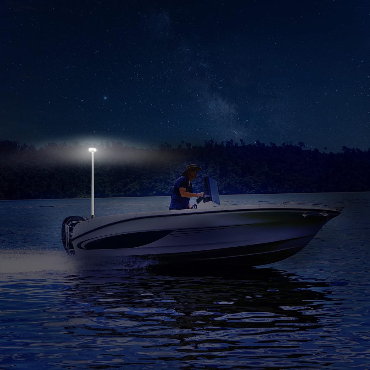 Stern Light Boat Anchor Light Marine Navigation lights All Round White LED USCG 2 NM Removable 2 Pin Plug in Base 12 Volts 22 Inches