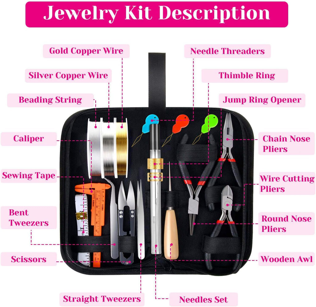 1857 Pcs Jewelry Making Supplies Kit for Adults, Jewelry Making Tools with Earring Hooks, Findings, Wires, Chains and