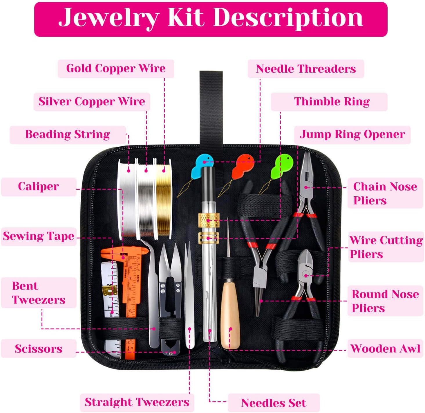 1857 Pcs Jewelry Making Supplies Kit for Adults, Jewelry Making Tools with Earring Hooks, Findings, Wires, Chains and